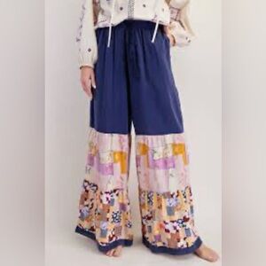 Easel Multicolor Patchwork Wide-Leg Pants